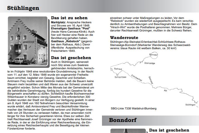 Auszug aus Broschüre: Stühlingen – Das ist zu sehen | Das ist geschehen | Wanderroute