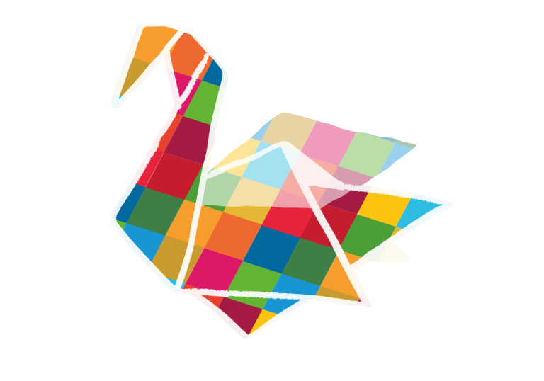 Grafik: SchwaN in kunterbunten Rauten