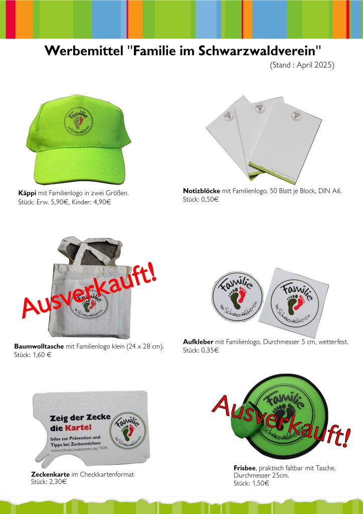 Werbemittelübersicht 2025 – Familie im Schwarzwaldverein.